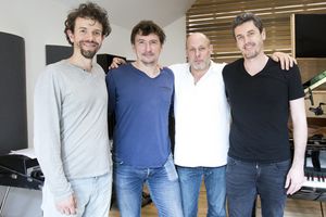 Les musiciens de Reverso - Suite Ravel, Franck Woeste, Ryan Keberle, Vincent Courtois et Jeff Ballard - Photo de Pauline Penicaud